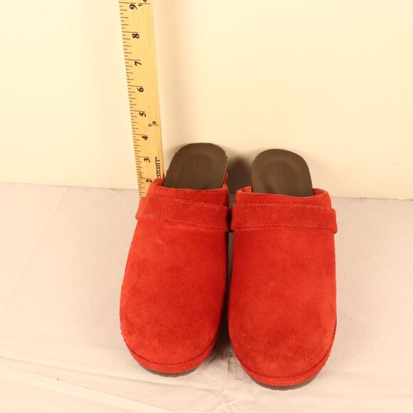 Women's Cogs Mules Size 8 Red Leather Buffed with 1in Heel Excellent Condition - Picture 7 of 7